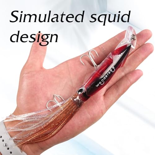 Wondersee Squid Fishing Bait Soft Hard Lures Kit Swimbait Crankbait Jig Simulation Weighted Holographic 4 PCS - color: orange&yellow