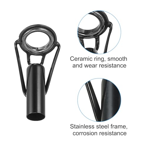 PATIKIL Fishing Rod Tip Repair Kit Stainless Steel Ring Guide for Saltwater Freshwater Fishing - color: Black,Black