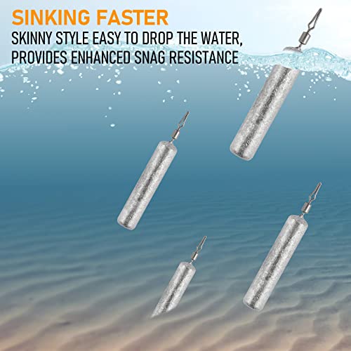 Dr.Fish 50 Pack Fishing Drop Shot Weights Lead Fishing Weights Pencil Skinny Sinkers with Barrel Swivels for Freshwater Bass Fishing - size: 1/2oz-50 Pack