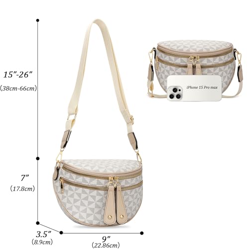 KKXIU Crossbody Sling Bag for Women Trendy Fanny Pack Vegan Leather Chest Bag | Trendy - color: 1-beige