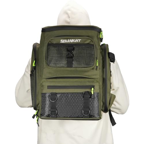Seaknight Fishing Tackle Backpack (Green) - color: Green