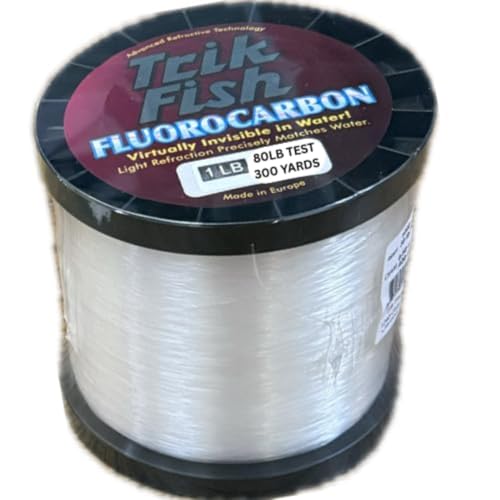TrikFish Fluorocarbon Fishing Line – Fluoro Fishing Line for Freshwater & Saltwater Fishing – Ultra Strong, Virtually Invisible Underwater, and Smooth Casting – Premium Clear Fishing Line - size: 1lb Bulk Spool, style: 80lb Test
