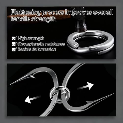FishTrip Split Rings Fishing 50Pcs - Stainless Steel Heavy Duty Split Ring Pliers Saltwater Treble Hooks Terminal Tackle Connector (Size 5) - size: 5#_50pcs