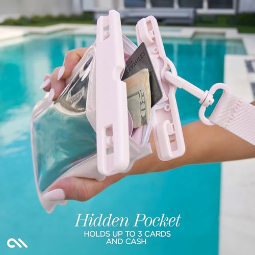 Case-Mate Wavy IP68 Waterproof Large Phone Pouch - Ballet Pink Twinkle | Hidden Pocket for Card/Cash - Floating Phone Case w/Crossbody Lanyard - Fits All Phones - Beach Cruise Ship Travel Essentials - color: Wavy Ballet Pink Twinkle