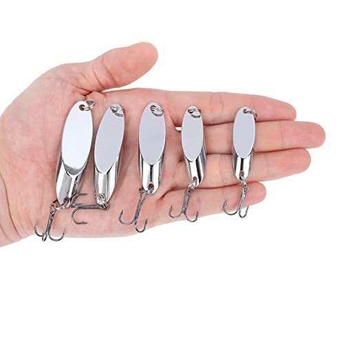 Fishing Lures Fishing Spoons, 5pcs/25pcs/30pcs/50pcs Trout Lures Bass Lures Hard Metal Spinner Baits for Salmon Bass Trout - color: 5PCS