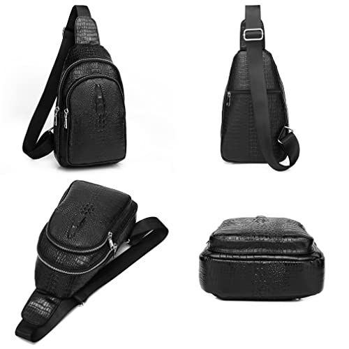 Vintage Leather Sling Bag Backpack for Men Crossbody Shoulder Chest DayPack Backpacks - color: #91black