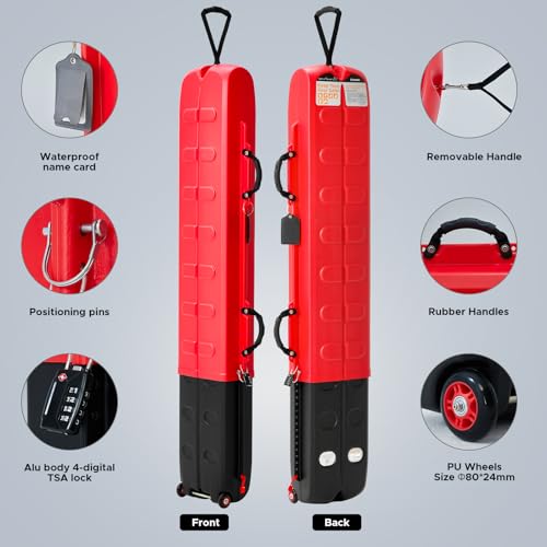 XCMAN Ski Case for Air Travel Hard Storage Portable Cart Case Suitable for Snowboards,Fishing Rods, Water skis,Spearfishing - size: 91L