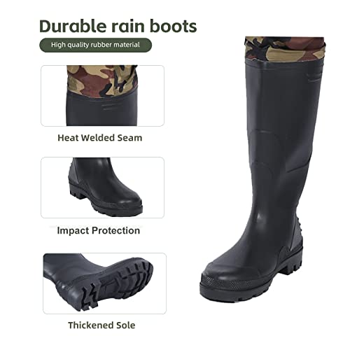 Bootfoot Fishing Chest Waders for Men Women with Boots 2-Ply Nylon/PVC Waterproof Hunting Waders with Boots Hanger - color: Camo, size: 13