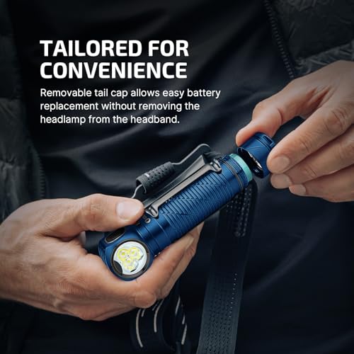 OLIGHT Perun 3 Rechargeable Headlamp Flashlight, 3000 Lumens LED Headlight with Red Light, Waterproof Head Lamp with Headband for Outdoor Camping, Hiking, Working (Midnight Blue) - color: Midnight Blue