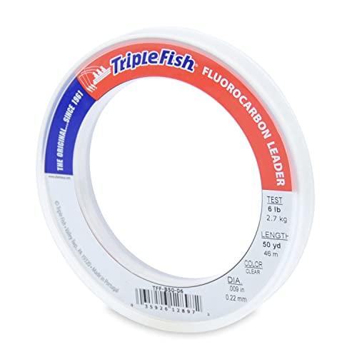 Triple Fish 100% Fluorocarbon Fishing Leader - Clear Invisible Strong and Heavy Duty Highly Abrasion Resistant, Fast Sinking Freshwater & Saltwater - style: 6 Lb, 50 Yd Bracelet