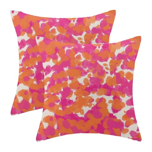AEIOAE Hot Pink Orange Pillow Covers 16 x 16 Inch Set of 2, Modern Abstract Aesthetic Polka Dot Decorative Throw Pillow Covers Colorful Bold Girly Pillowcase for Couch Home Sofa Outdoor Decor - color: Pink Orange1, size: 16" x 16" (Pack of 1)