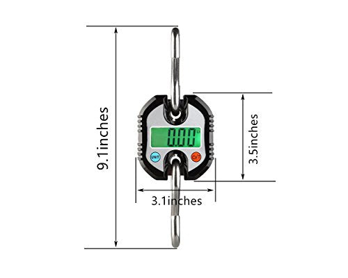 Klau Portable Mini Crane Scale, Black, 150 kg / 300 lb | Heavy Duty, Digital Hanging Scale, LCD Display with Backlight, For Home Farm Hunting Outdoor - color: Black