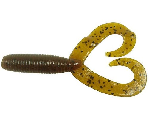 Yamamoto Custom Baits Double Tail Grub Soft Plastic Bait, 20-Pack, Bass Fishing Soft Plastic Lure, Multiple Sizes & Colors - color: DARK PUMPKIN W/ LARGE BLACK FLAKE, size: 5"