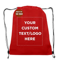 DISCOUNT PROMOS Custom Non-Woven Drawstring Backpacks Set of 10/50/100, Personalized Bulk Pack - color: Red, size: 10/50/100