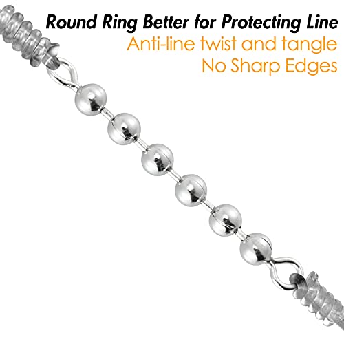 Dr.Fish 20 Pack Fishing Bead Chain Swivels Stainless Steel High Speed Trolling Swivels Fishing Tackle Rig Fishing Gear Freshwater Saltwater Salmon Walleye - size: 6 bead, 3/16"