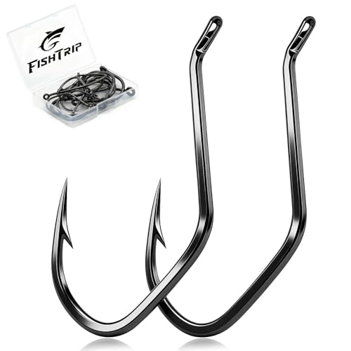FishTrip Catfish Hooks Big River Hooks, 25/50pcs Live Cut Bait Fishing Hook for Catfishing Flathead Saltwater Freshwater - size: 2/0_50pcs