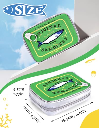 Cessfle Canned Sardines Makeup Bag, Funny Sardine Tin Fish Cosmetic Bag, Creative Cute Makeup Bag Kawaii Pencil Case Pouch, Coquette Make up Pouch for Women - color: Green