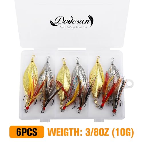 Dovesun 6 pcs Fishing Jigging Spoon Lures for Freshwater Saltwater Casting Spoon with Treble Hook Jig Swivel Hard Metal Spinner Baits for Bass Trout Pike Salmon 1/5oz 1/4oz 3/8oz 1/2oz - color: 6pcs-3/8oz-10G