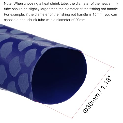 uxcell Heat Shrink Wrap Tubing Sleeve for Fishing Rod Grips Handle, 48mm Flat 3.3ft 2:1 Rate Blue