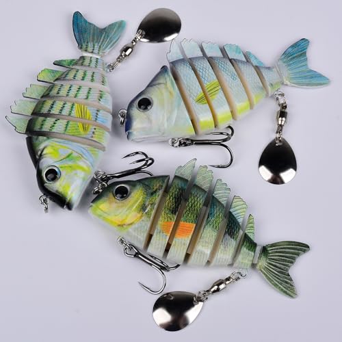 Crankbait Fishing Lure Pike Muskie Lures Lifelike Multi Jointed Swimbait Segement Hard Minnow Bait Treble Hook - color: HS078GHI-3pcs/set