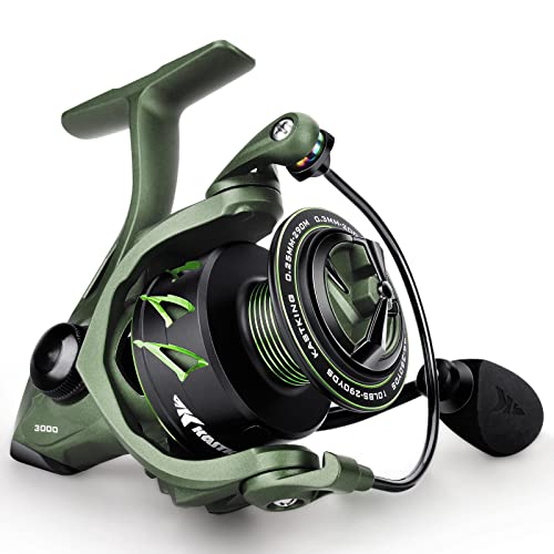 KastKing Spartacus II Spinning Reel – Sealed Carbon Fiber 22LBs Max Drag – 7+1 Stainless BB for Saltwater&Freshwater – 5.2:1 Gear Ratio – Size 500&1000 Perfect for Ice Fishing - size: 2000