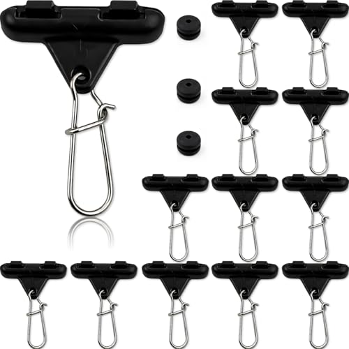 Sinker Slides for Fishing with Weight Bumpers, No Twist Sinker Slide, Clip-On Sinker Slider for Easy Weight Change, Protect Line & Knot Swivels Snaps, Ideal for Catfish Carolina Rig - color: Black, size: 12PCS Sinker Slides + 12PCS Bumper Stops