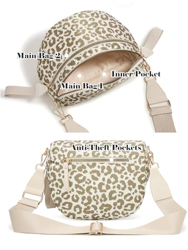 Pure Colour Crossbody Bag Bum Bag for Women,Spacious Purse Fanny Packs Belt Bag,Oversized Bum Bag (Khaki Beige Leopard Print Bum Bag) - color: Khaki Beige Leopard Print Bum Bag