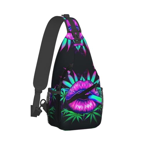 Colored Lips Outdoor Crossbody Shoulder Bag For Unisex Young Adult Hiking Bicycling - color: 21