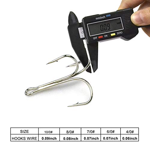 Fishing Treble Hooks, Freshwater Saltwater Triple Fishing Hooks for Snagging Trout Walleye Catfish Lures Baits Replacment, Extra Strong Sharp, Silver, 20/50pcs - size: 8/0-50pcs