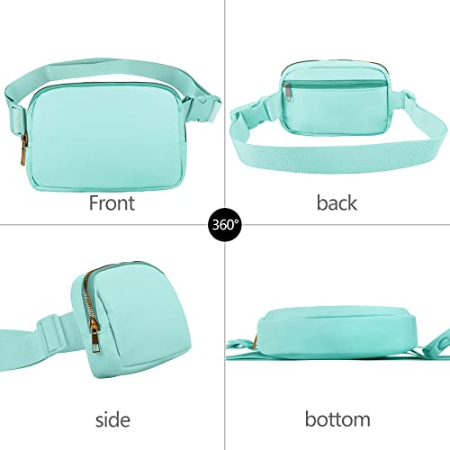 VOROLO Fanny Pack For Women And Men Crossbody Bag Belt Bag | Adjustable Strap Graduation Gifts Lightweight Travel Running - color: Black+Light Green