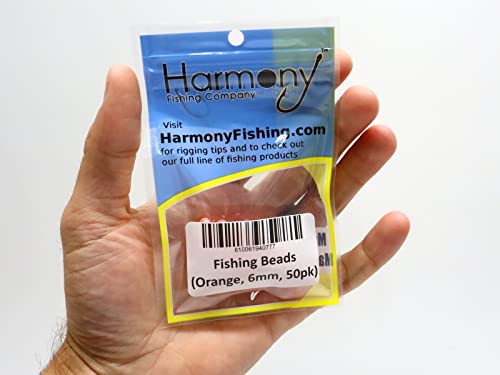 Harmony Fishing - Holographic Beads for Fishing Rigs, Baits & Lures (50 Pack) - style: Orange, 6mm (50 Pack)