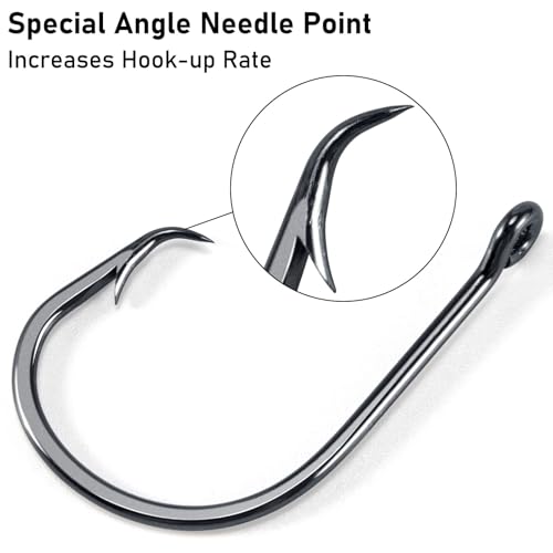 Dr.Fish 50 Pack in-line Circle Hooks, Straight Shank Octopus Hooks, Freshwater & Saltwater Fishing Catfish Tuna Bass Striper - size: #2/0-50pack