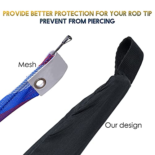 Dr.Fish Fishing Rod Socks Fishing Pole Sleeves Rod Protector Tangle-Free Lightweight Nylon Adjustable Rod Cover Protector for Spinning Rod Baitcasting Rod Surf Rod Fishing Rod Tube Case - color: Fits 6'6" to 7'10", size: 6 Rod Socks