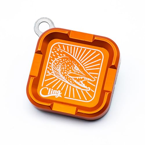 Cling Fishing Products Mag Grab® Mini – Compact Magnetic Fly Holder/Fly Patch & Organizer for Fly Fishing Vest, hat, Waders and Fishing Packs (Toothy Trouble, Orange) - color: Orange, style: Toothy Trouble