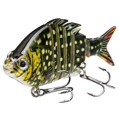 Bassdash SwimPanfish 2.5”/0.34oz Hard Bluegill Swimbaits Multi Jointed Topwater Trout Bass Fishing Crank Lure,Pack of 4 - color: BBYN