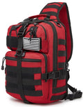 Tactical Sling Pack Big Crossbody Backpack Over Shoulder Bag Military for Men Hiking Outdoor Sport Gym - color: Red