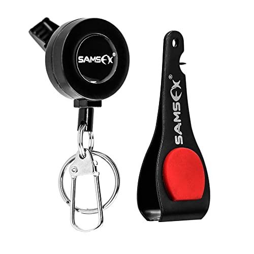 SAMSFX Fly Fishing Tippet Line Cutter Fishing Nippers Mulit-Tool with Zinger Retractors - color: Nippers with 360° Rotates Clip-On Retractors