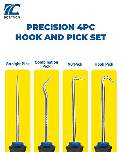 ROTATION Precision Hook and Pick Set for Automotive | 4-Piece Hand Tools - color: Blue