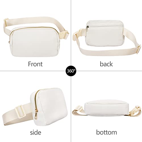 VOROLO Fanny Pack For Women And Men Crossbody Bag Belt Bag Black+Beige | Adjustable Strap Graduation Gifts Lightweight Travel Running - color: Black+Beige