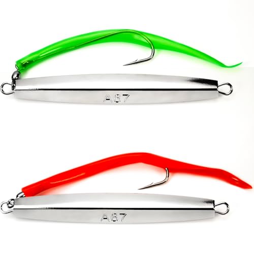 Diamond Jigs Saltwater Fishing Lures Sinking Metal Spoons, Casting Trolling Jigging Lures Bottom Surf Fishing Jigs for Bluefish, Striped bass, Tuna, Salmon, Deep Sea, Ocean - color: 6 oz - 2 Pcs