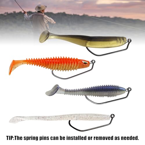 Twistlock Fishing Hooks, Swimbait Hooks Belly Offset Hooks Weighted Hook 1/0 3/0 4/0 for Soft Plastics Lures Fishing Saltwater Freshwater - color: 1/0 - 40PCS