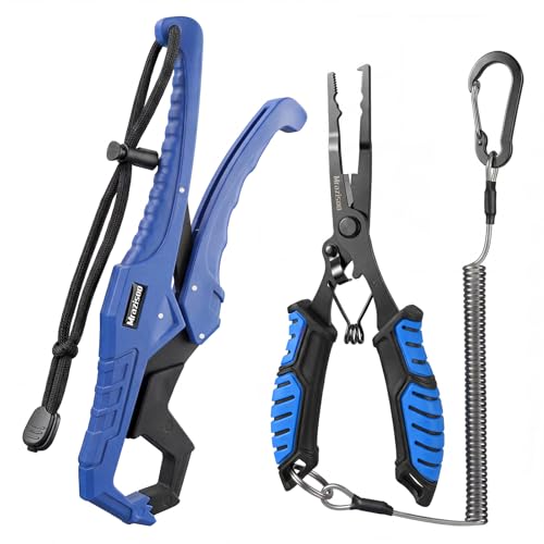 Fishing Tools Kit-Stainless Steel Fishing Pliers, Fish Lip Gripper, Multi-Functional Jaw Anti-Corrosion, Fishmen Must Have Fishing Gear - color: Blue
