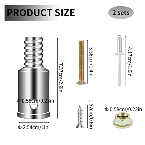 2 Pcs Threaded Tip Replacement,Ultra Threaded Tip Repair Kit Metal Threaded Handle Tips for 1" Wood or Metal Poles Handle Replacement Extension Pole Adapter for Mop,Broom,Household Cleaning Tools