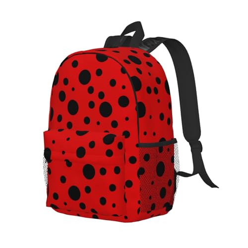 Ladybug Black And Red Polka Dot Backpack For Teenage Girls And Boys Cute Kids Backpacks Children School Bag - color: Ladybug Black and Red Polka Dot