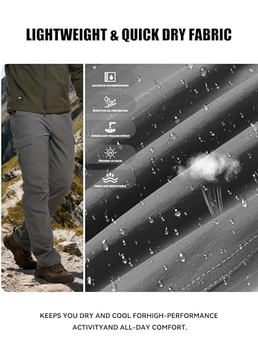 Men's Hiking Cargo Pants Waterproof Lightweight Quick Dry Outdoor Work Fishing Mountain Travel Stretch Pants - color: Dark Grey, size: 30