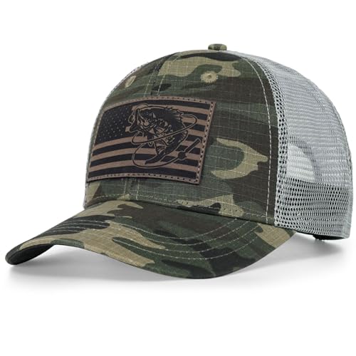 Fishing Gifts for Men - Snapback & Trucker Hats - American Flag Outdoor Fishing Hat - color: 04.camo (Mirrored)
