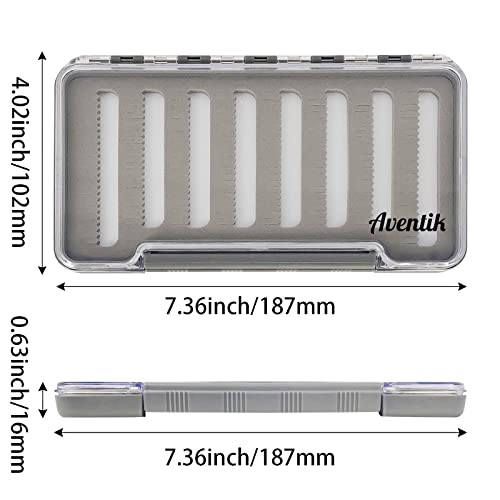 Aventik Waterproof Fly Fishing Boxes Super Slim Transparent Easy Grip Foam Fishing Tackle Storage Trays 7.36"X4.02"X0.63"(Grey-LA) - color: Grey-LA