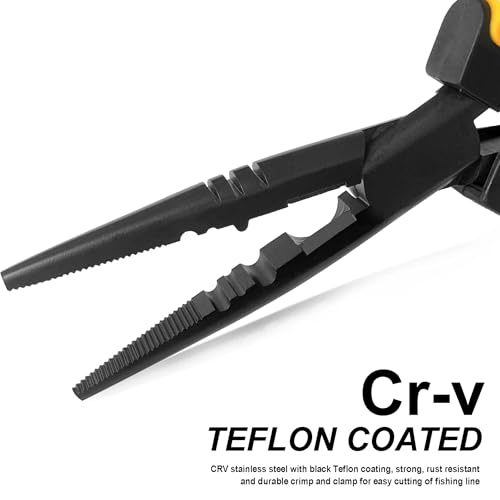 7-inch Fishing Pliers with Rust-resistant Teflon Coating, Fresh/Sea Fishing Tools, Comfortable Grip Fishing Gear for Fishing Trips - style: 7" Straight Nose