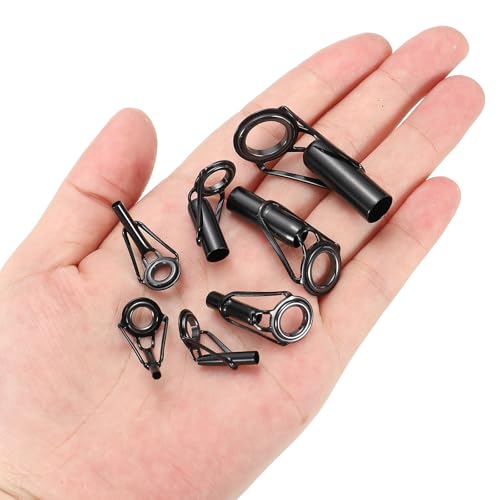 PATIKIL Fishing Rod Tip Repair Kit Stainless Steel Pole Ring Guide Replacement for Saltwater Freshwater Fishing - color: Black, size: 4.2-5.5mm