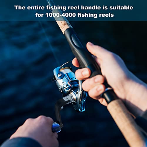 Fishing Reel Replacement Handle with Knob Covers, Spinning Casting Baitcaster Reel Grip Parts Universal Rocker Arm Non-Slip Rubber Sleeve - color: Black Handles & Knob Covers
